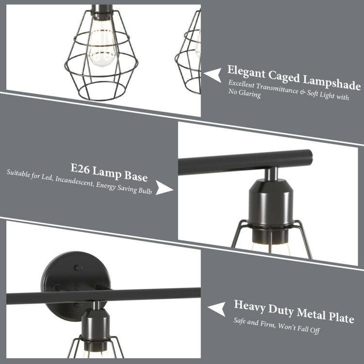 LazyLighting™ 3-Light Industrial Bathroom Vanity Cage Light Vintage Wall Lamp - Lazy Pro