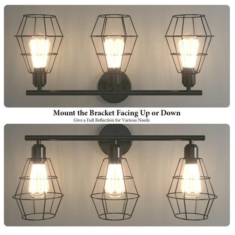 LazyLighting™ 3-Light Industrial Bathroom Vanity Cage Light Vintage Wall Lamp - Lazy Pro