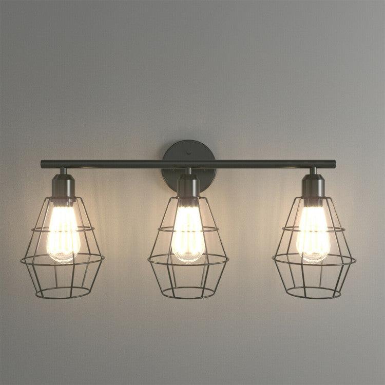 LazyLighting™ 3-Light Industrial Bathroom Vanity Cage Light Vintage Wall Lamp - Lazy Pro