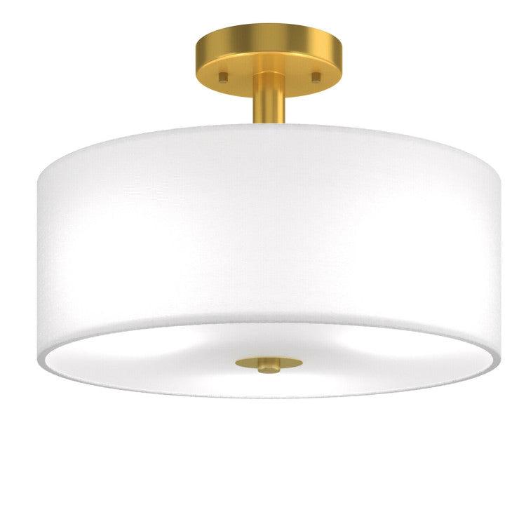 LazyLighting™ 3-Light Semi Flush Mount Ceiling Light Fixture Glass Drum Pendant Lamp - Lazy Pro