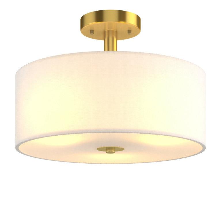 LazyLighting™ 3-Light Semi Flush Mount Ceiling Light Fixture Glass Drum Pendant Lamp - Lazy Pro