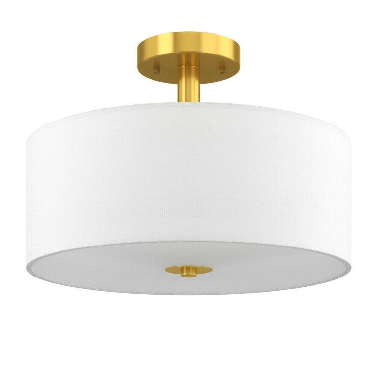 LazyLighting™ 3-Light Semi Flush Mount Ceiling Light Fixture Glass Drum Pendant Lamp - Lazy Pro