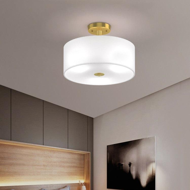 LazyLighting™ 3-Light Semi Flush Mount Ceiling Light Fixture Glass Drum Pendant Lamp - Lazy Pro