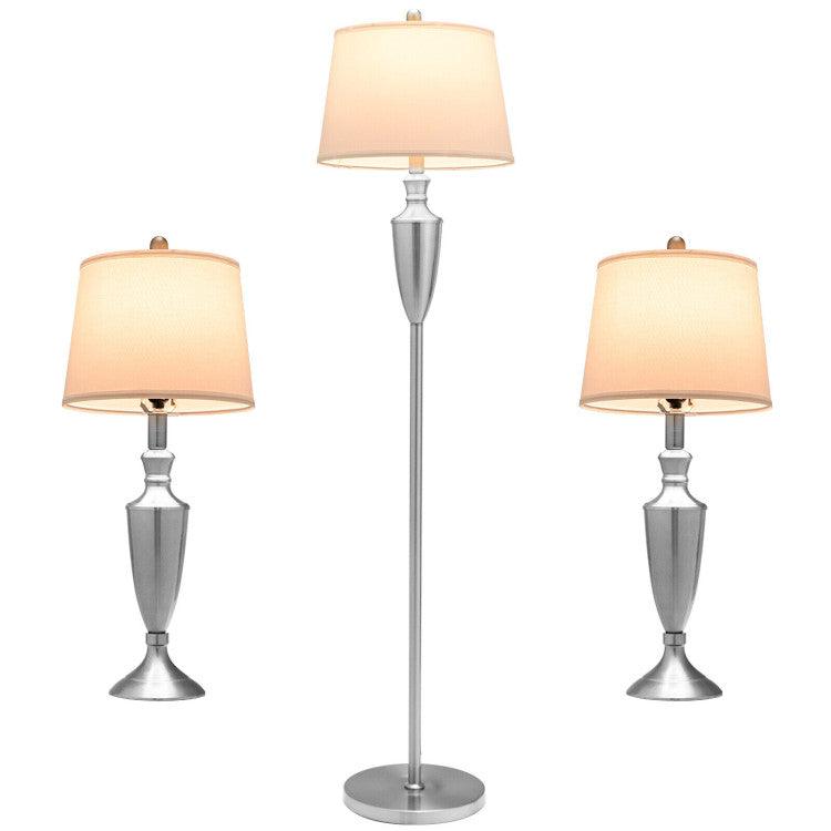 LazyLighting™ 3 Piece Lamp with Set Modern Floor Lamp and 2 Table Lamps - Lazy Pro