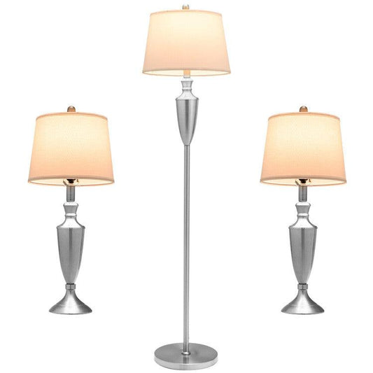 LazyLighting™ 3 Piece Lamp with Set Modern Floor Lamp and 2 Table Lamps