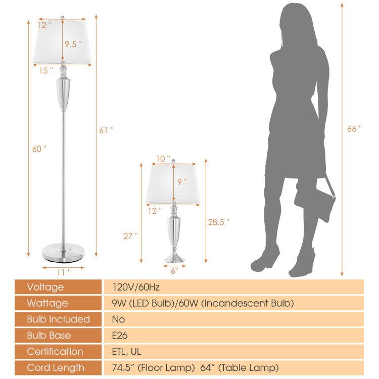 LazyLighting™ 3 Piece Lamp with Set Modern Floor Lamp and 2 Table Lamps - Lazy Pro