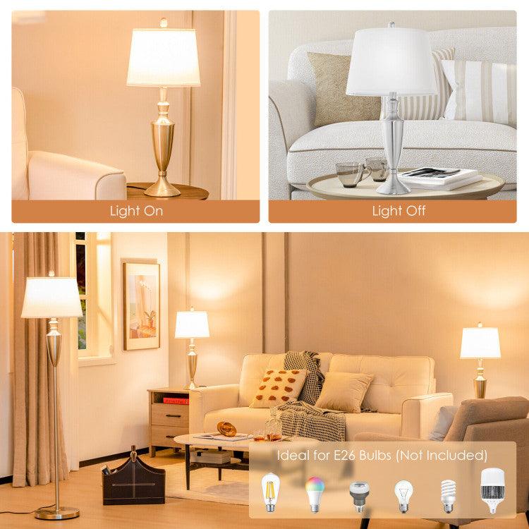 LazyLighting™ 3 Piece Lamp with Set Modern Floor Lamp and 2 Table Lamps - Lazy Pro