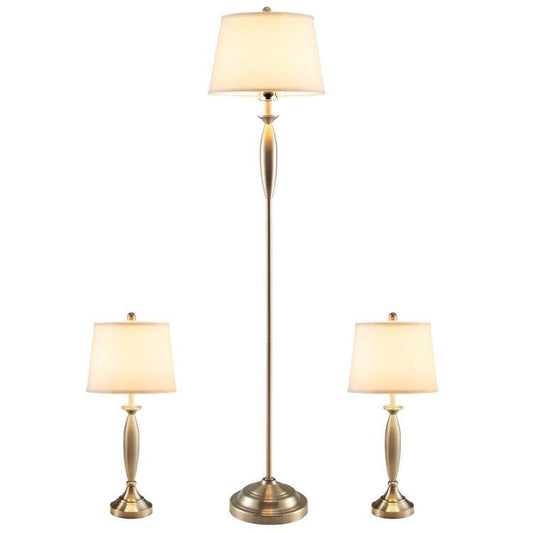 LazyLighting™ 3-Piece Modern Nickel Finish Lamp Set