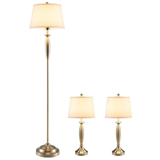 LazyLighting™ 3-Piece Modern Nickel Finish Lamp Set