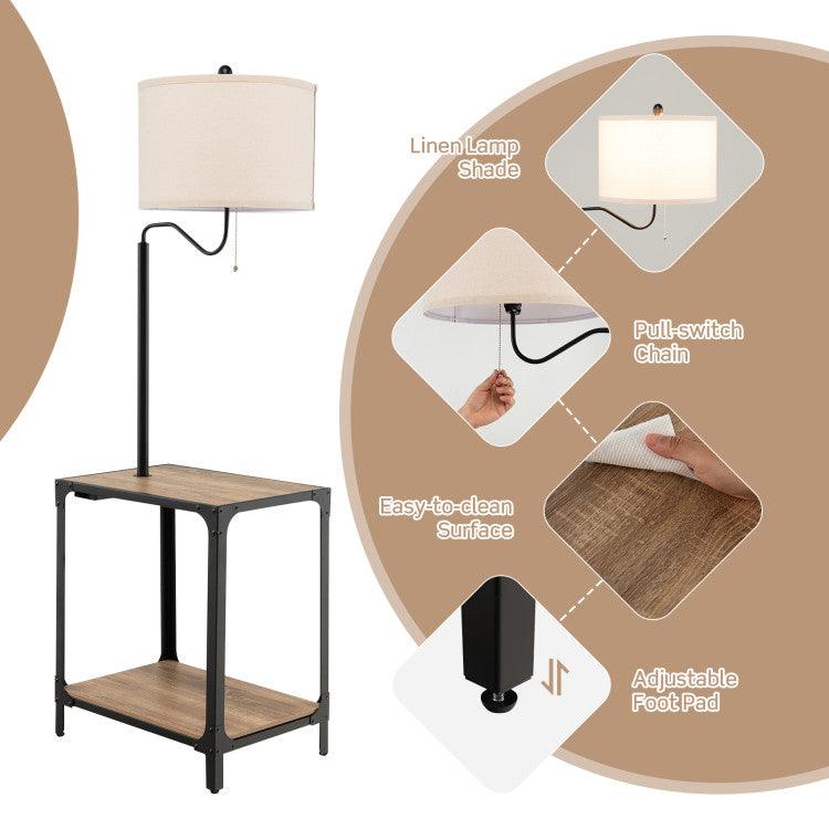 LazyLighting™ 360° Rotatable Floor Lamp with End Table and USB Charging Ports - Lazy Pro