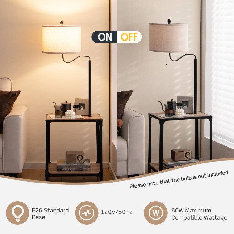 LazyLighting™ 360° Rotatable Floor Lamp with End Table and USB Charging Ports - Lazy Pro