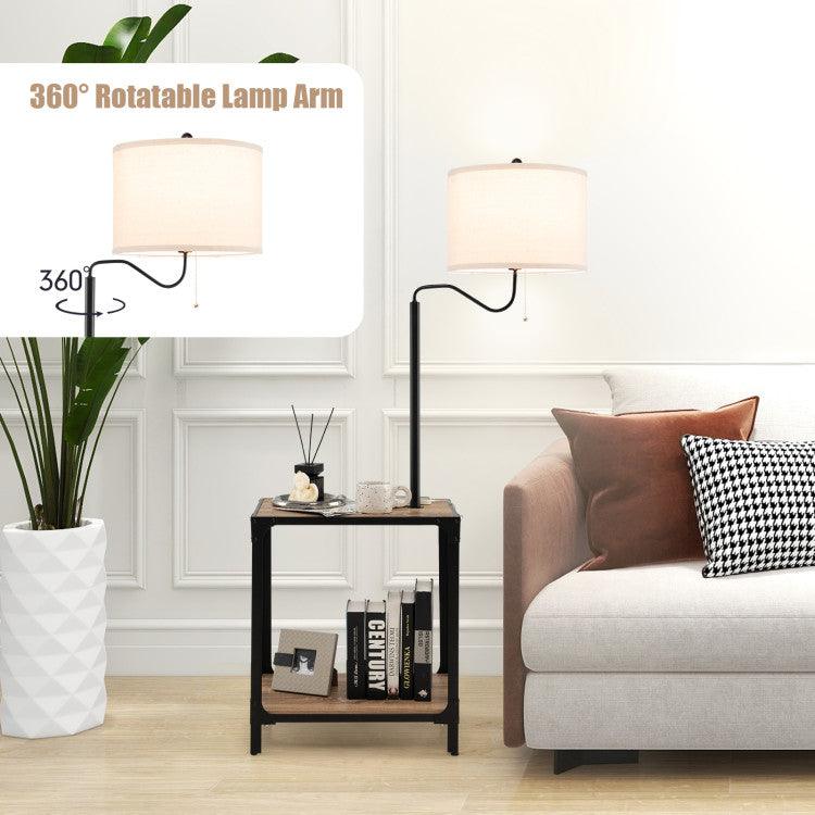 LazyLighting™ 360° Rotatable Floor Lamp with End Table and USB Charging Ports - Lazy Pro