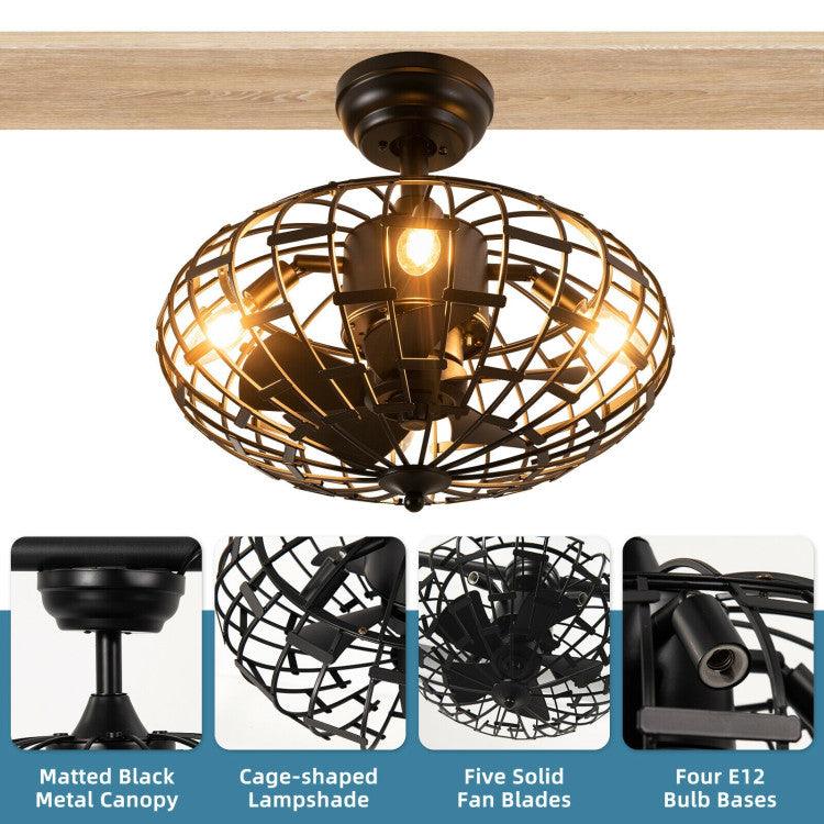 LazyLighting™ 5 Blades Enclosed Ceiling Fan with Light and Remote Control - Lazy Pro