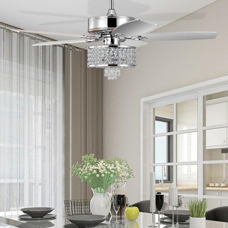 LazyLighting™ 50 Inch Electric Crystal Ceiling Fan with Light Adjustable Speed Remote Control - Lazy Pro