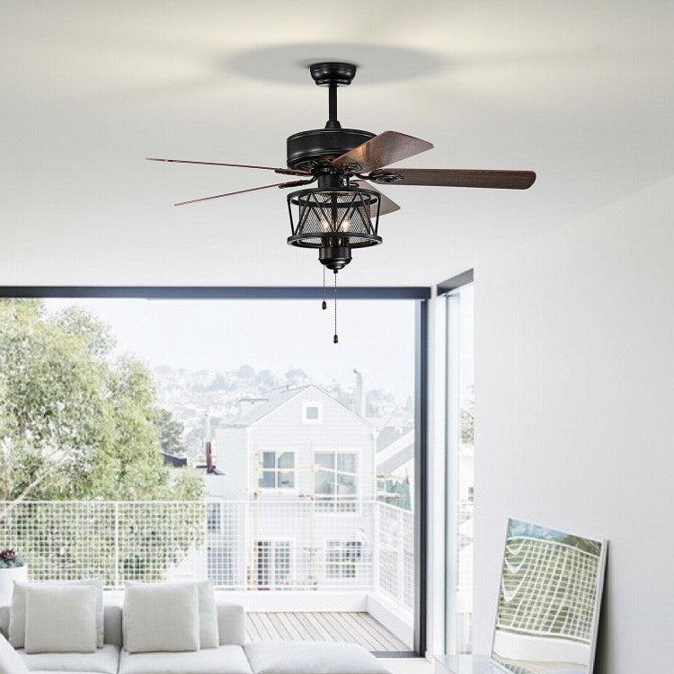 LazyLighting™ 50 Inches Ceiling Fan with Lights Reversible Blades and Pull Chain Control - Lazy Pro