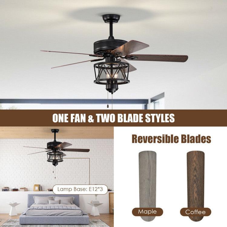 LazyLighting™ 50 Inches Ceiling Fan with Lights Reversible Blades and Pull Chain Control - Lazy Pro