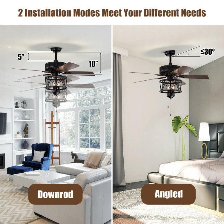 LazyLighting™ 50 Inches Ceiling Fan with Lights Reversible Blades and Pull Chain Control - Lazy Pro