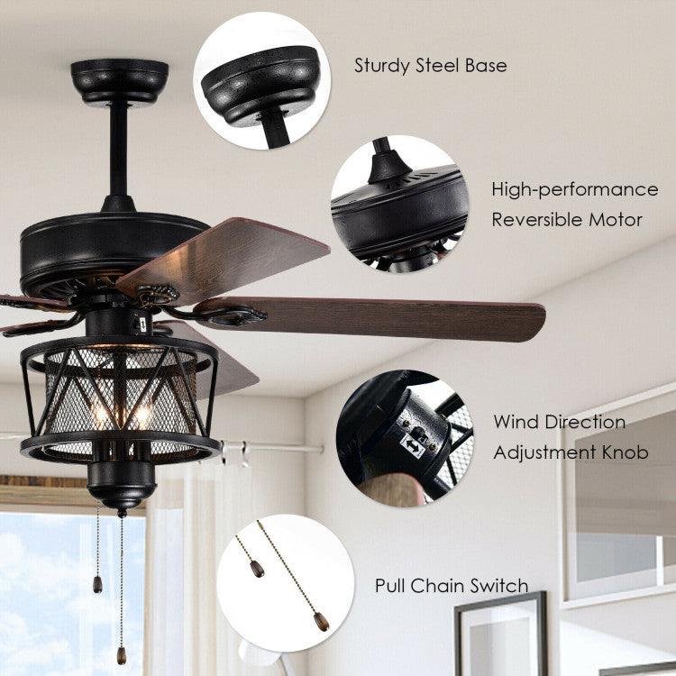 LazyLighting™ 50 Inches Ceiling Fan with Lights Reversible Blades and Pull Chain Control - Lazy Pro