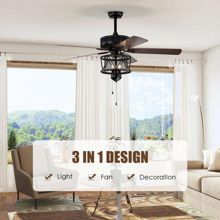 LazyLighting™ 50 Inches Ceiling Fan with Lights Reversible Blades and Pull Chain Control - Lazy Pro