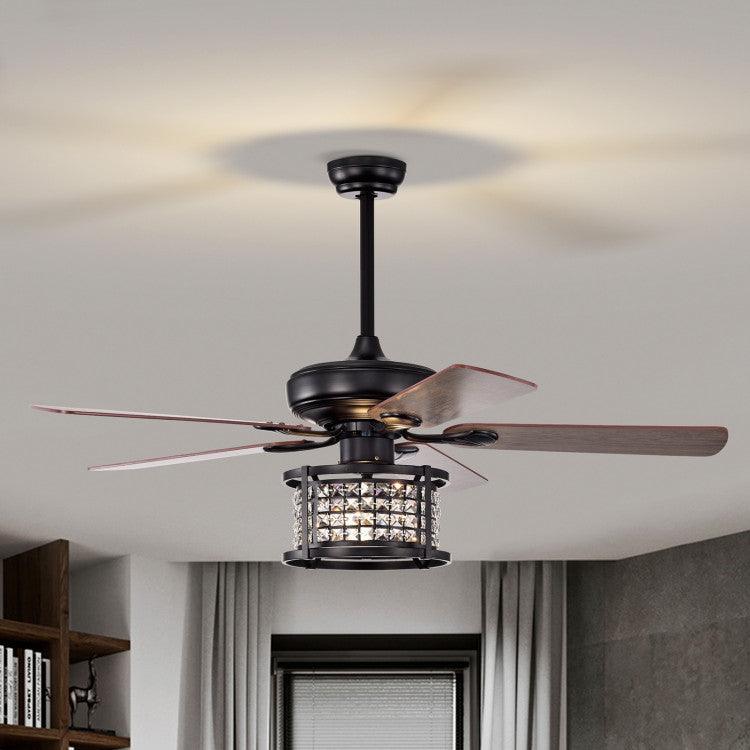 LazyLighting™ 52 Inch 3-Speed Crystal Ceiling Fan Light with Remote Control - Lazy Pro