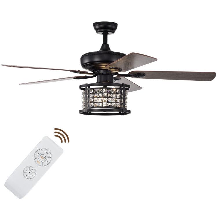 LazyLighting™ 52 Inch 3-Speed Crystal Ceiling Fan Light with Remote Control - Lazy Pro