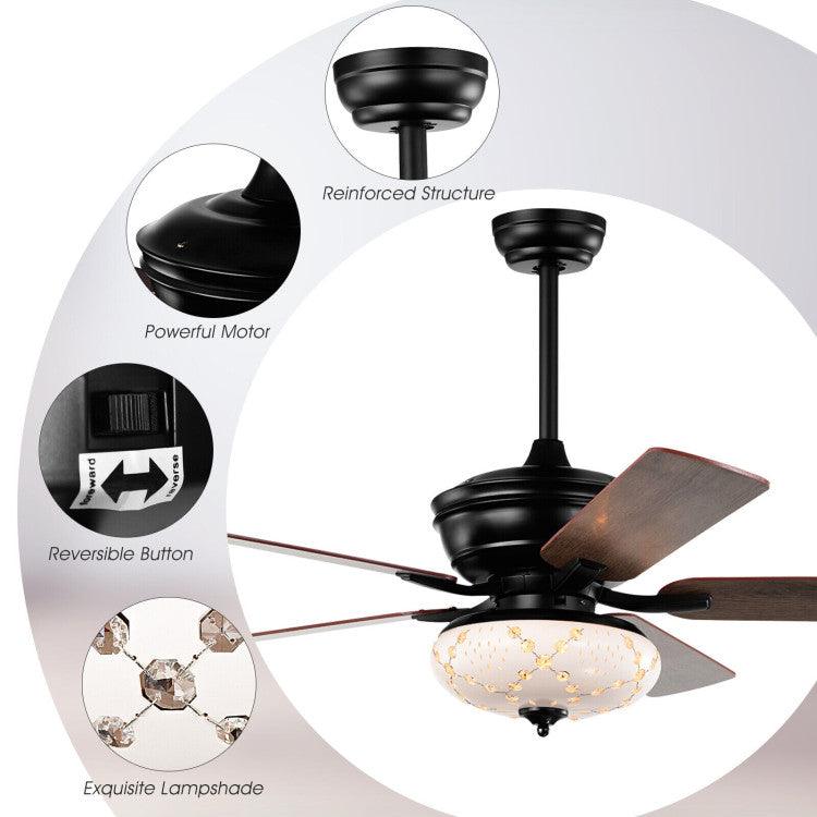 LazyLighting™ 52 Inch Ceiling Fan with 3 Wind Speeds and 5 Reversible Blades - Lazy Pro