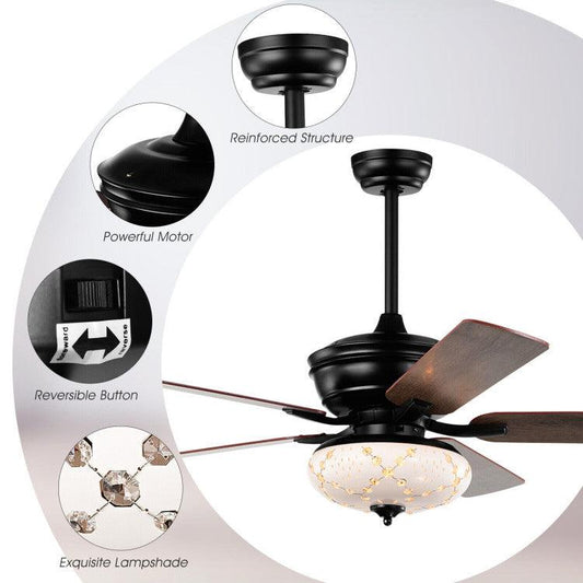 LazyLighting™ 52 Inch Ceiling Fan with 3 Wind Speeds and 5 Reversible Blades