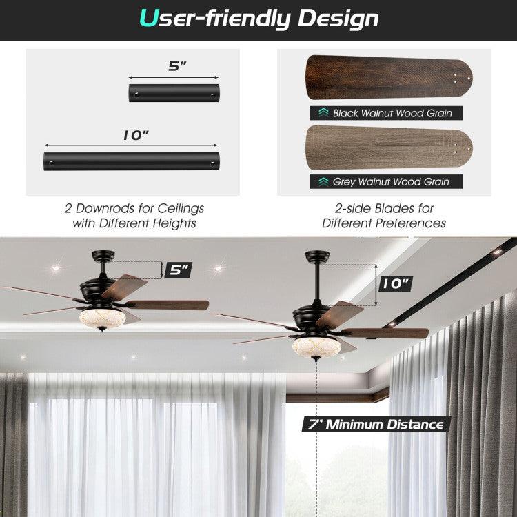 LazyLighting™ 52 Inch Ceiling Fan with 3 Wind Speeds and 5 Reversible Blades - Lazy Pro