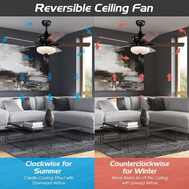 LazyLighting™ 52 Inch Ceiling Fan with 3 Wind Speeds and 5 Reversible Blades - Lazy Pro