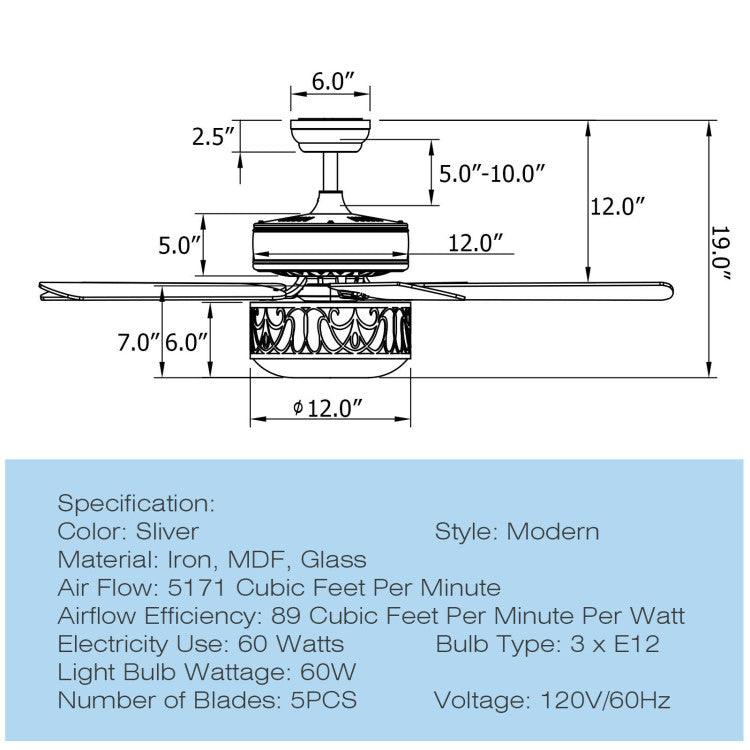 LazyLighting™ 52 Inch Ceiling Fan with Light Reversible Blade and Adjustable Speed - Lazy Pro