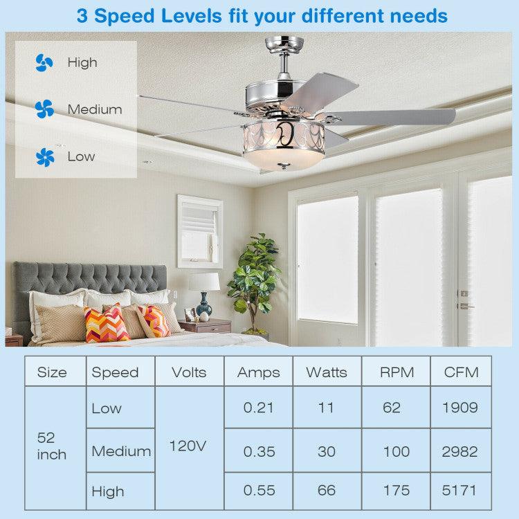 LazyLighting™ 52 Inch Ceiling Fan with Light Reversible Blade and Adjustable Speed - Lazy Pro