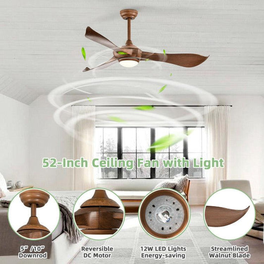 LazyLighting™ 52 Inch Ceiling Fan with Light Reversible DC Motor