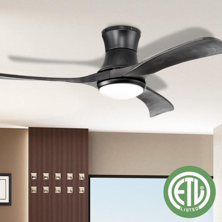 LazyLighting™ 52 Inch Flush Mount Ceiling Fan with LED Light - Lazy Pro