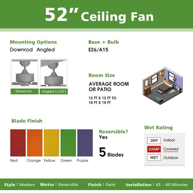 LazyLighting™ 52 Inch Kids Ceiling Fan with Pull Chain Control - Lazy Pro