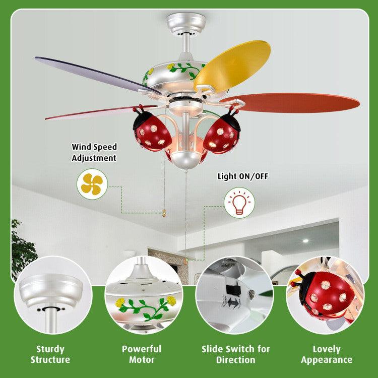 LazyLighting™ 52 Inch Kids Ceiling Fan with Pull Chain Control - Lazy Pro