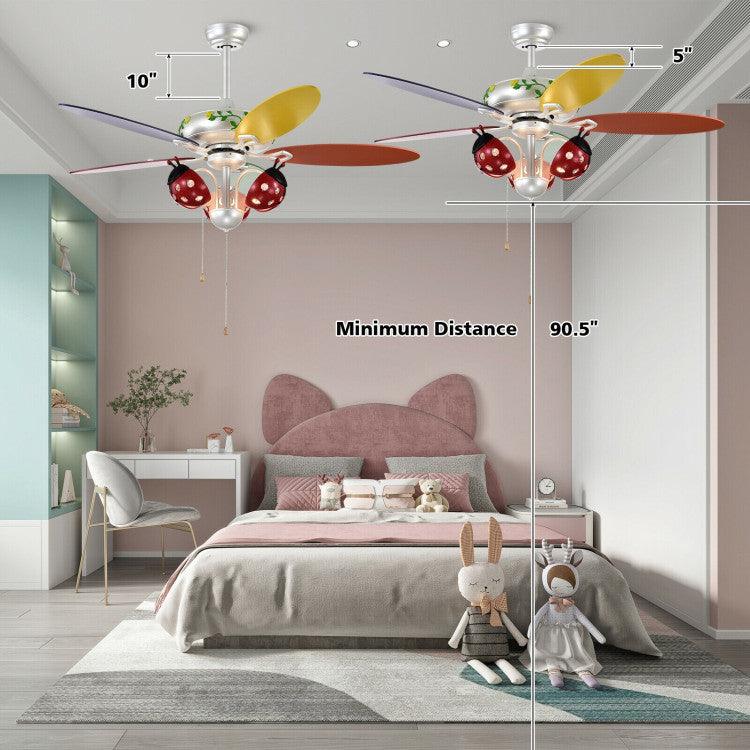 LazyLighting™ 52 Inch Kids Ceiling Fan with Pull Chain Control - Lazy Pro