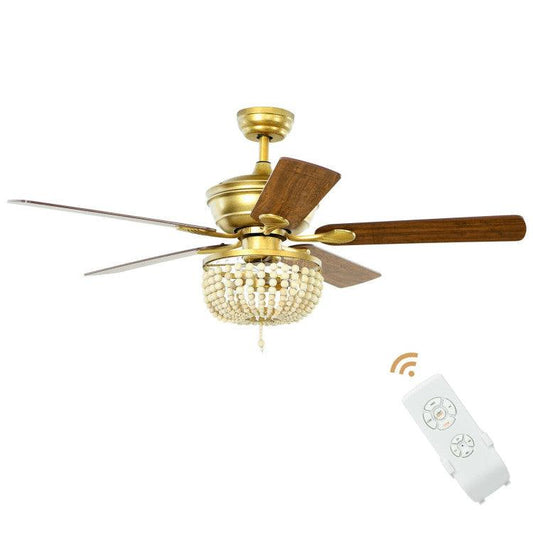 LazyLighting™ 52 Inch Retro Ceiling Fan Light with Reversible Blades Remote Control