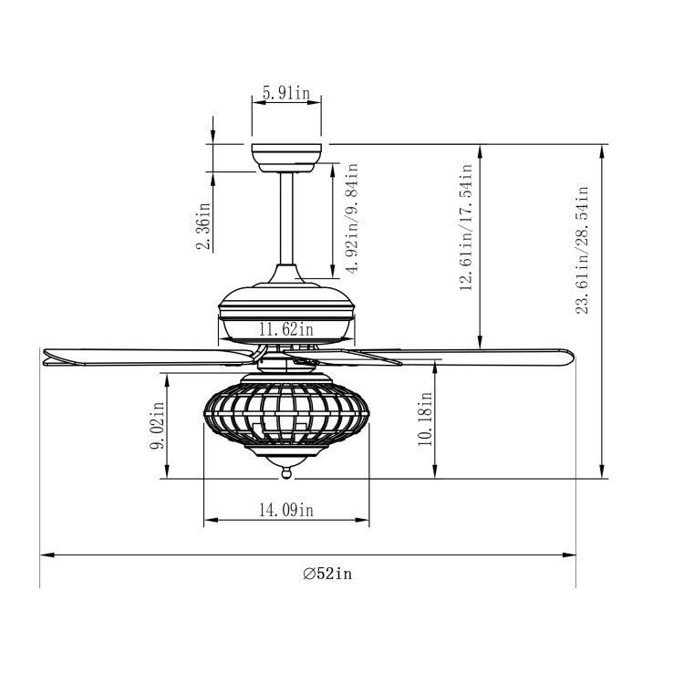 LazyLighting™ 52 Inches Ceiling Fan with Wooden Blades and Remote Control - Lazy Pro