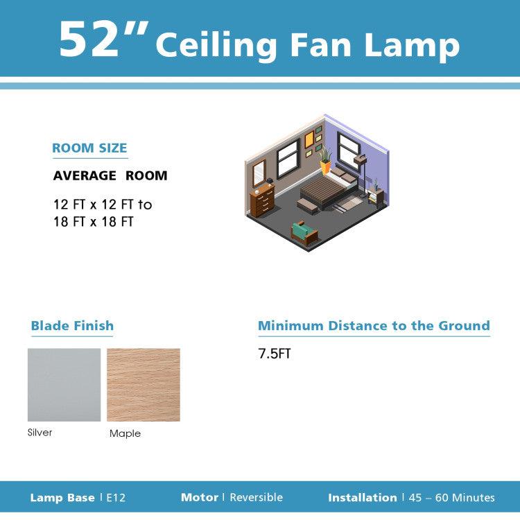 LazyLighting™ 52 Inches Ceiling Fan with Wooden Blades and Remote Control - Lazy Pro