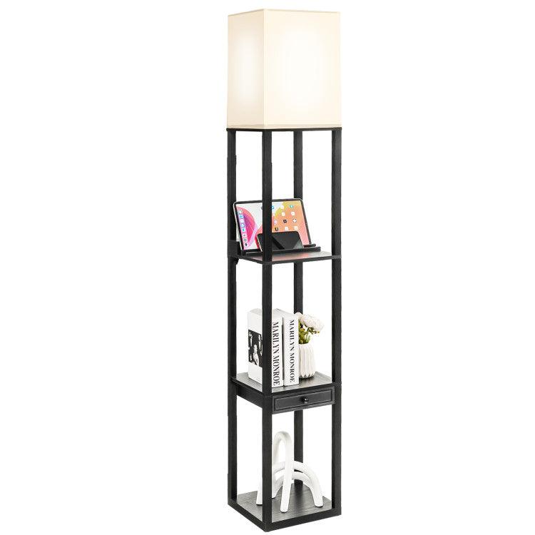 LazyLighting™ 63 Inch Modern Shelf Floor Lamp with Power Outlet and USB Port - Lazy Pro