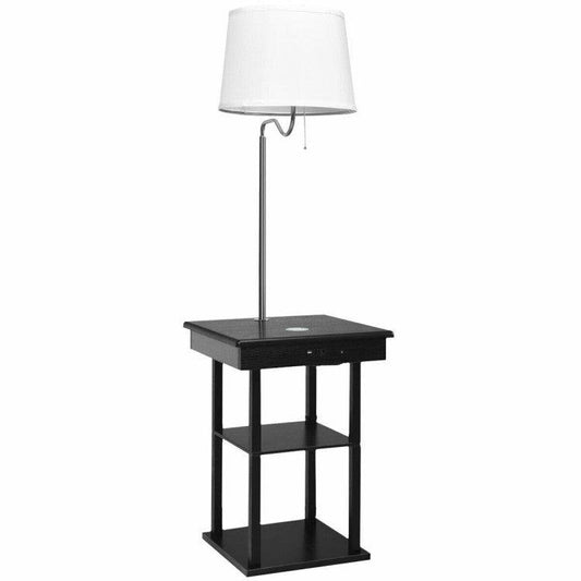 LazyLighting™ Floor Lamp Bedside Desk with USB Charging Ports Shelves