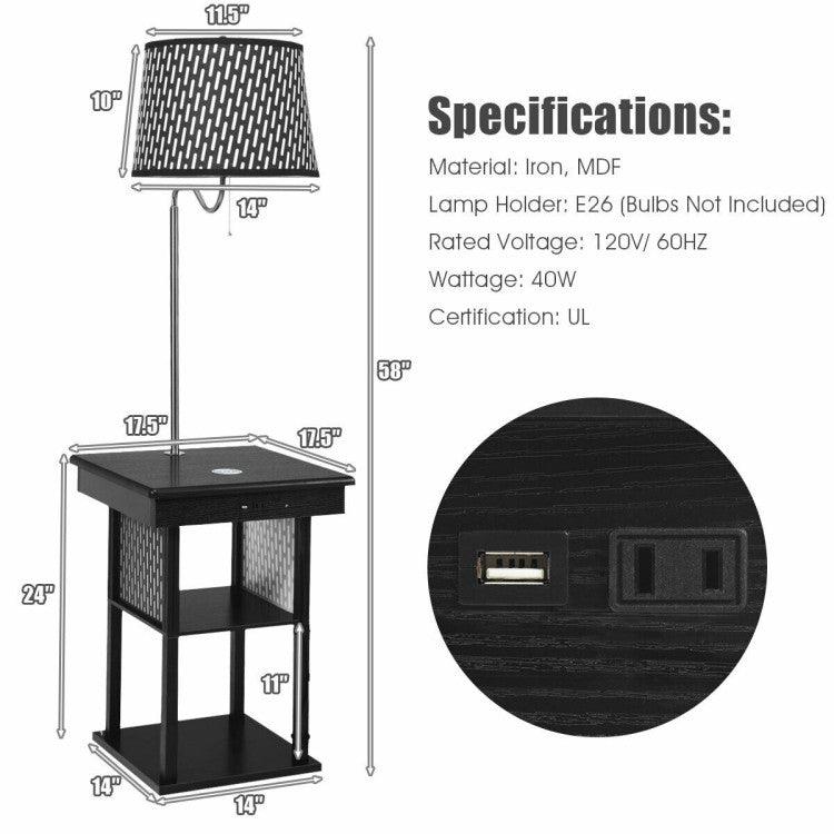 LazyLighting™ Floor Lamp Bedside Desk with USB Charging Ports Shelves - Lazy Pro