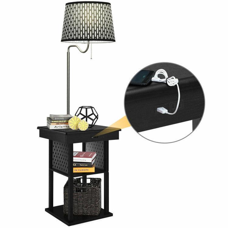 LazyLighting™ Floor Lamp Bedside Desk with USB Charging Ports Shelves - Lazy Pro