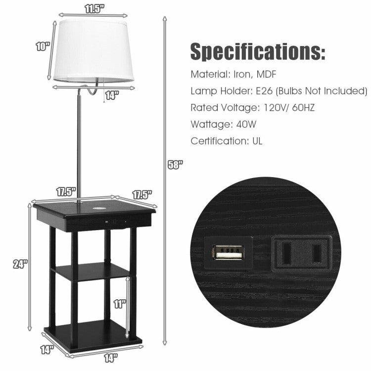 LazyLighting™ Floor Lamp Bedside Desk with USB Charging Ports Shelves - Lazy Pro