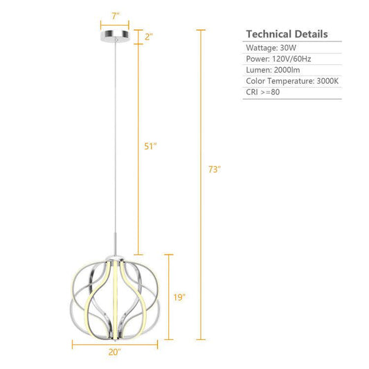 LazyLighting™ Modern Dimmable Warm White LED Chandelier
