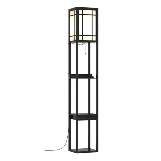 LazyLighting™ Modern Floor Lamp with Shelves and Drawer