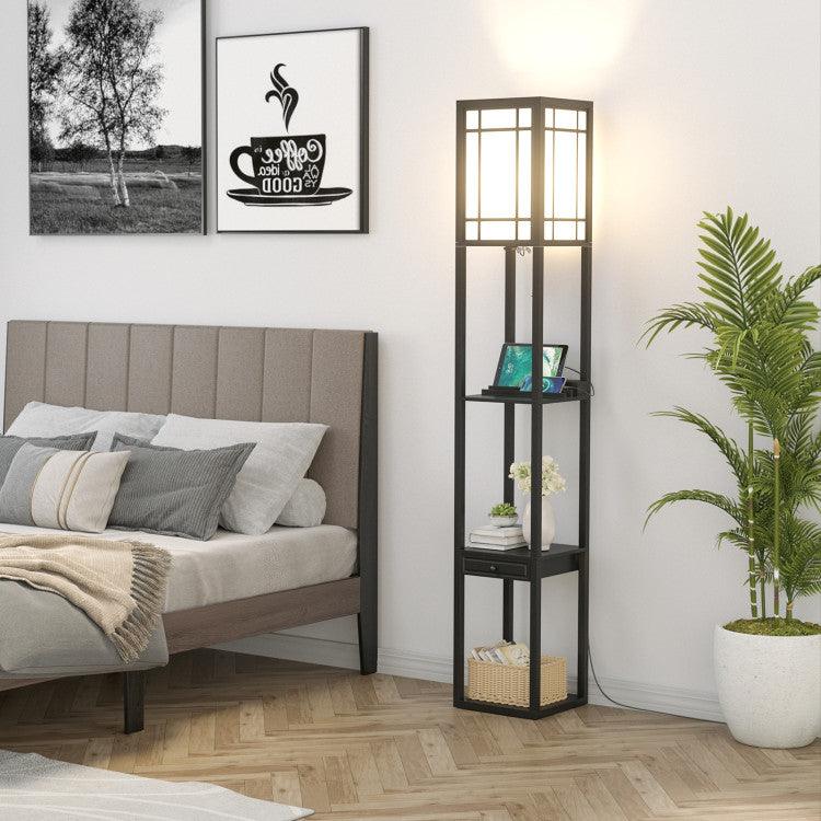 LazyLighting™ Modern Floor Lamp with Shelves and Drawer - Lazy Pro