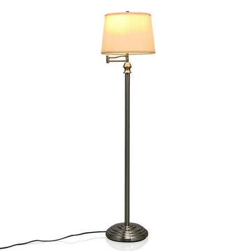 LazyLighting™ Swing Arm LED Floor Lamp with Hanging Fabric Shade - Lazy Pro