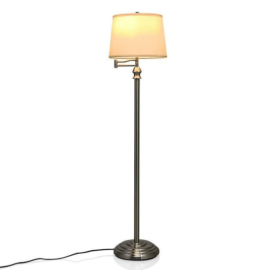 LazyLighting™ Swing Arm LED Floor Lamp with Hanging Fabric Shade