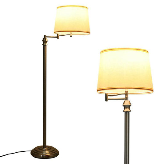LazyLighting™ Swing Arm LED Floor Lamp with Hanging Fabric Shade